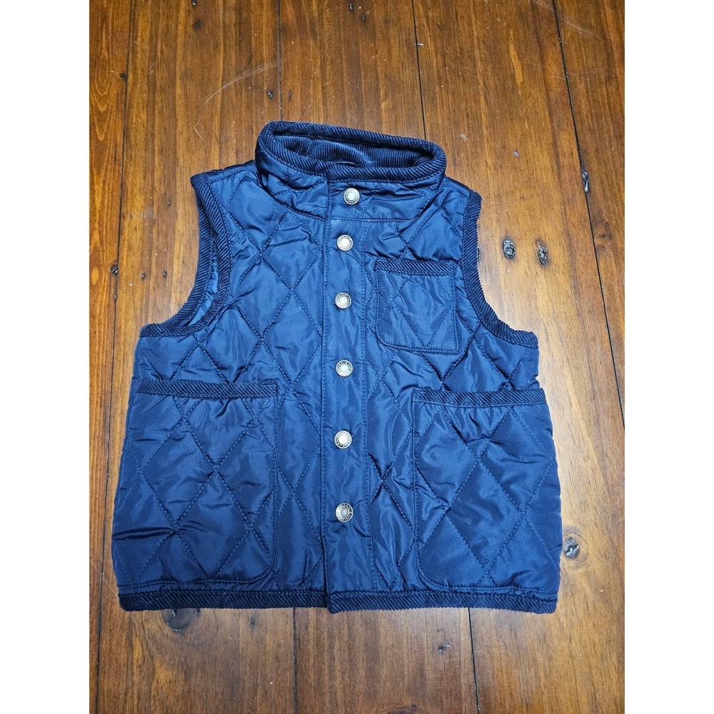 Janie and Jack Quilted Vest‎ Navy Blue Puffer Snap Front 12-18m